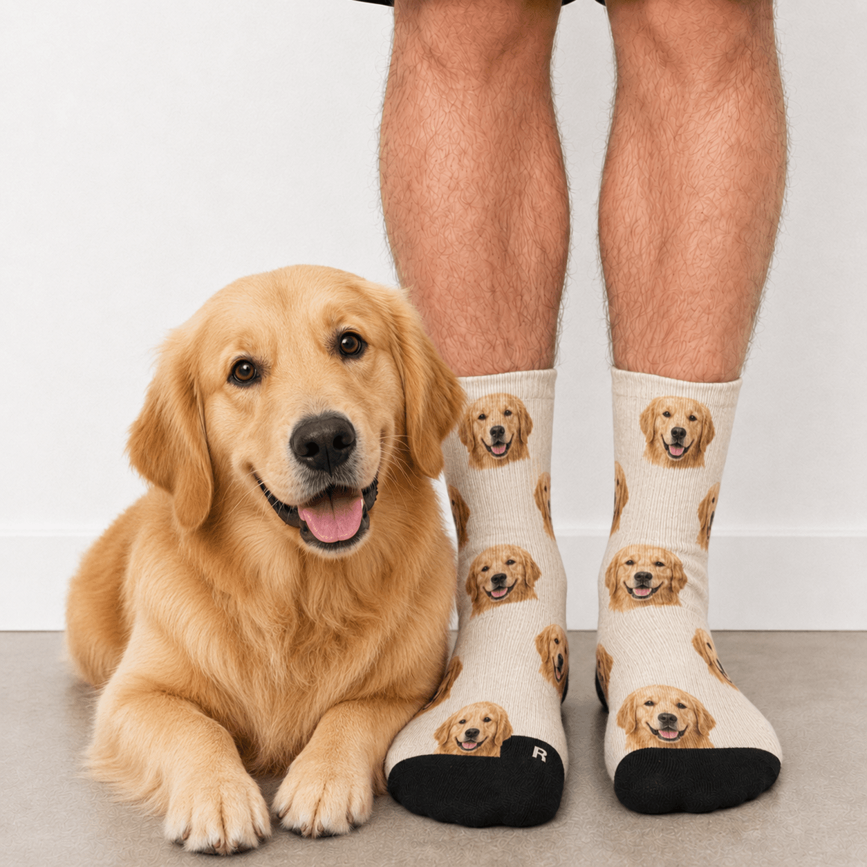 Détail d'une impression tout-sur chaussette